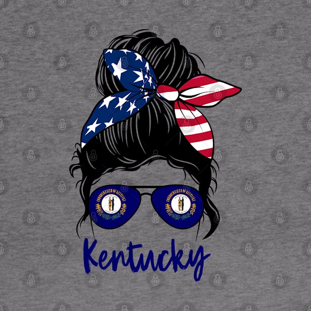 Kentucky girl Messy bun , American Girl , Kentucky Flag by JayD World